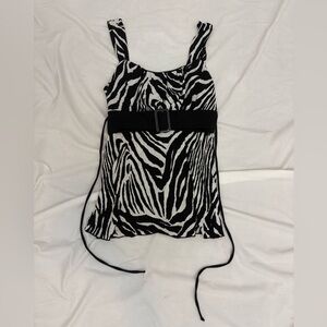 Iz Byer Black and White Zebra Print Top